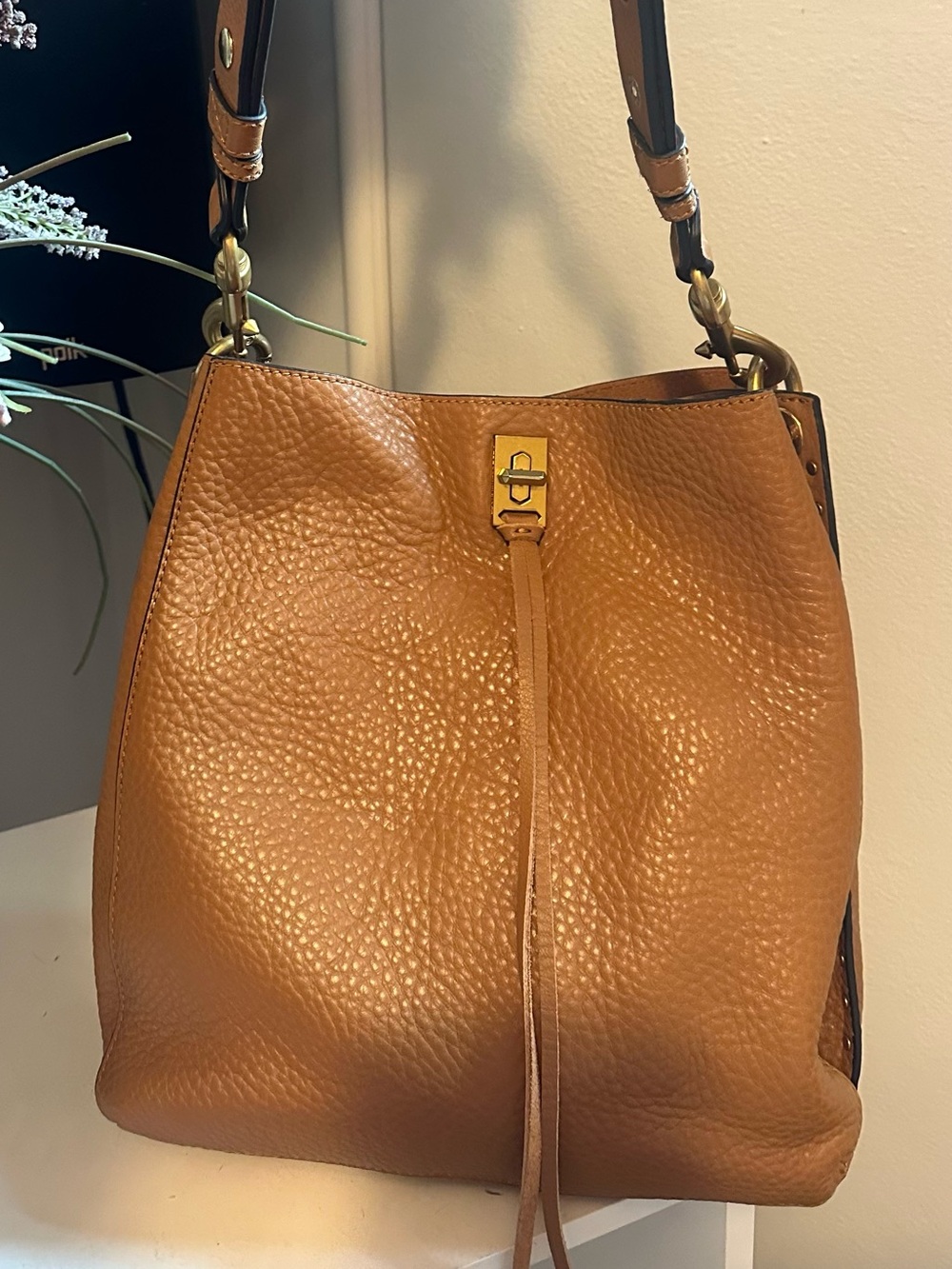 Rebecca Minkoff Pebbled Leather Hobo in Cognac